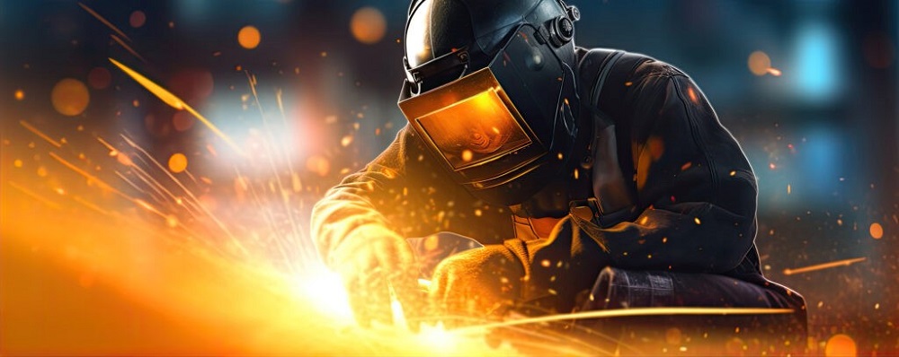 A person welding with a mask